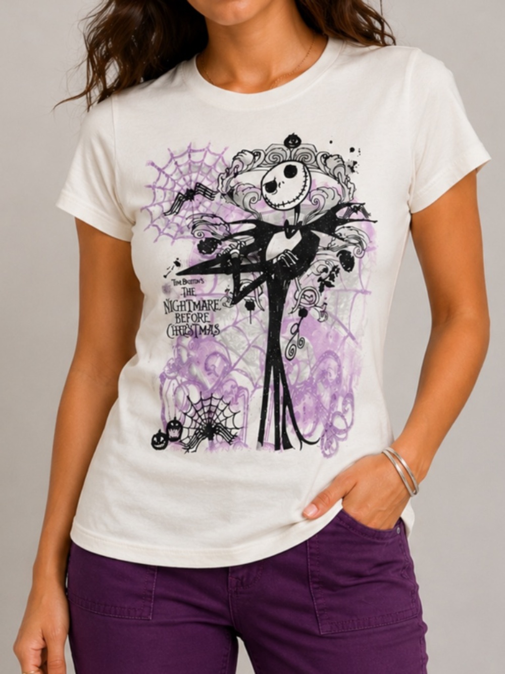 Nightmare Before Christmas *Jack Skellington* Sparkly Black/Purple Print T-Shirt